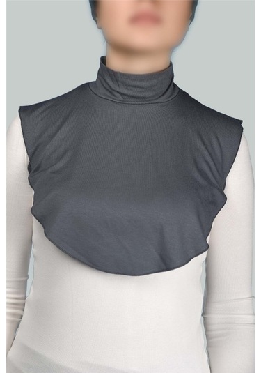 Altobeh Düz Balıkçı Yaka Boğazlı Penye Tesettür Kadın Yakalık Boyunluk - Füme