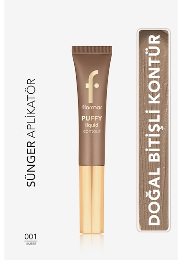 Flormar Puffy Liquid Hafif Yapılı & Sünger Aplikatörlü Yoğunluğu Ayarlanabilir Likit Kontür 001 Amber