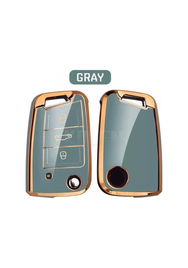Lüx Seat Leon Fr Ibiza Arona Tarraco Lüks Nano Anahtar Koruma Kılıfı Gri Gold Altın Renk