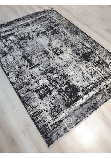 Tuğra Halı Rustic 1076 Siyah Gri 160X230 Cm Saçaklı Salon Halısı