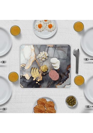 Decorıta Cam Sunum Standı Stark Mermer Görünümlü 29Cm X 34Cm