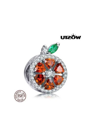 Novahub Doğal 925 Ayar Gümüş Kırmızı Greyfurt Charm Fit Boncuk Bilezik Kolye, Wostu Orijinal Tasarım Gümüş