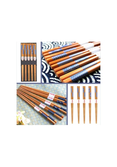 Omeniv Beş Çift (10) Chopstick Set Bambu Yemek Sushi Noodle