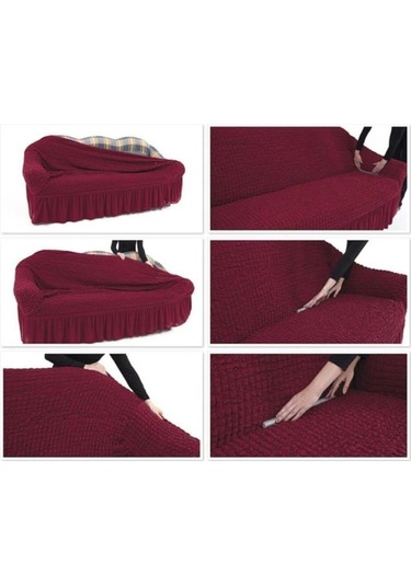Tekli Pamuklu Koltuk Örtüsü Strech Bordo