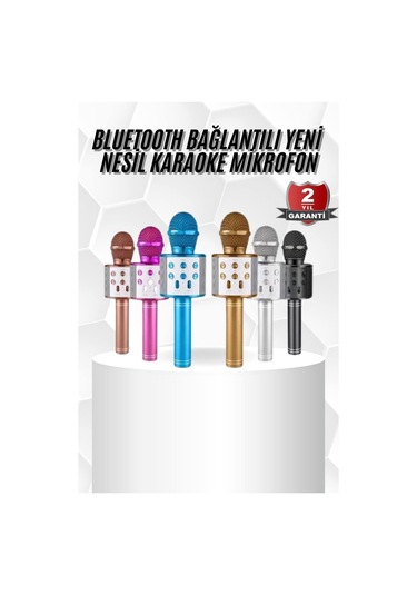 Karaoke Mikrofon Bluetooth Bağlantılı Aux Girişli Uzun Pil Ömrü Yüksek Ses Kaliteli
