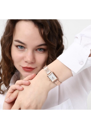 Maiar Kare Kasa Rose Kordon Kadın Kol Saati Rose Gold