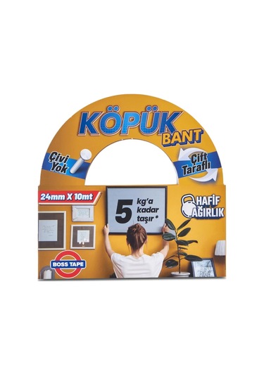 Boss Tape 2732 Çift Taraflı Köpük Bant 24mmx10m Hafif Ağırlık 5kg