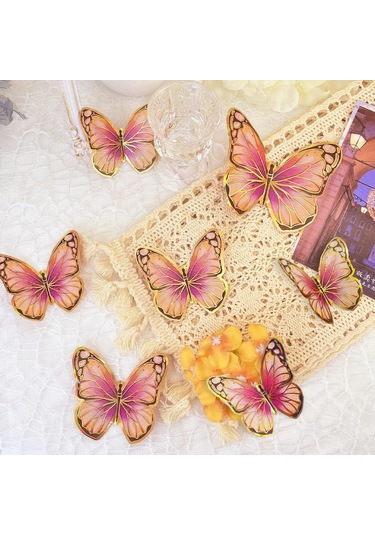 12 Adet 3d Kelebek Duvar Dekoru Lazer Kelebek Süslemeleri Doğum Günü Partisi Pasta Süslemeleri Bebek Duşu Çıkartmaları İçin Kelebek Duvar Dekoru Çıkartmaları Çok Renkli