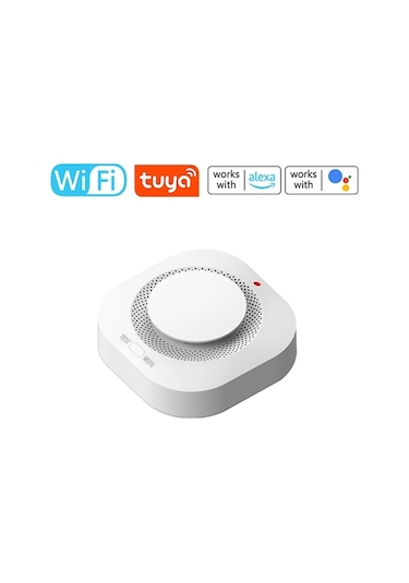 Maoyaya Beyaz Tuya Wifi Akıllı Duman Dedektörü Ev Yangın Alarm Sensörü Beyaz