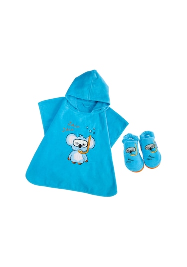 Milk&moo Çocuk Panço Ve Ev Terliği Cool Koala Mavi