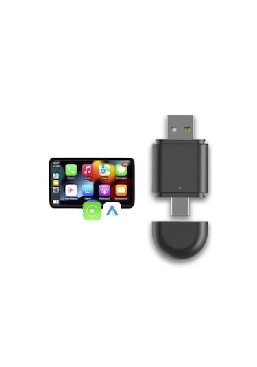 Torima Tab06 Mini 2in1 Kablosuz Carplay Usb Ve Type-c Uyumlu Araç Multimedya Dönüştürücü Adaptörü
