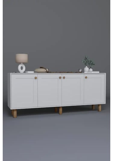 Natura Kapaklı Aynasız Bohem Ayaklı Konsol Beyaz 180 Cm Beyaz