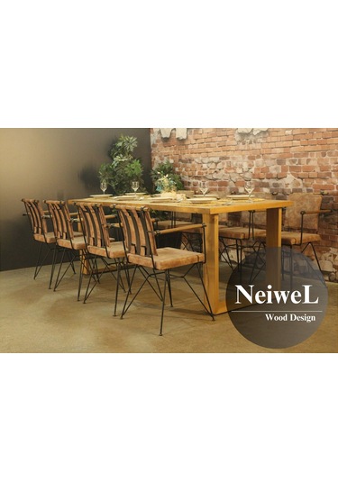 Neiwel Doer Doğal Ahşap Yemek Masası-80-200 Açık Ceviz