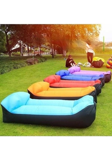 Pazly Şişme Koltuk, Baş Destekli Hava Yatağı, 1 Kişilik, Turuncu, Taşınabilir, Kamp & Açık Hava İçin Turuncu