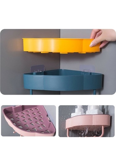 Honmex Banyo Mutfak Açık Dökme Tasarım Triangular Rahat Kurutma Duvar Kurulu 4 Çekmeceli Toplama Rafı Bej Bej