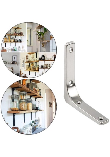 Suntek Ağır Hizmet Raf Aparatı Duvara Asma L Şekilli Braketler Gümüş 4 İnç Gümüş