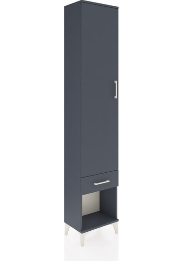 Arges Dolap 4 Raflı Tek Çekmeceli Tek Kapaklı 44x30x221 Antrasit-antrasit Antrasit