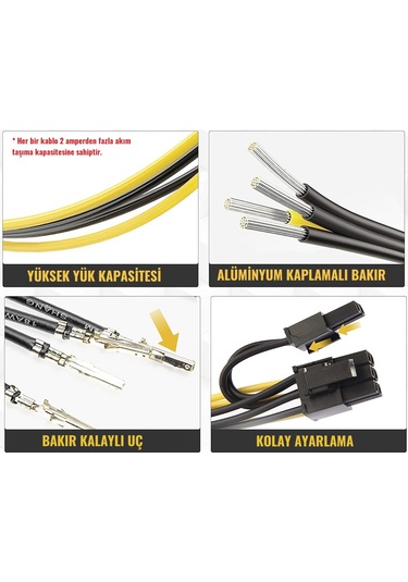 Zauss 6 Pin to 2x PCI-E (6+2) 8 Pin 20 CM Power Kablo Çoklayıcı