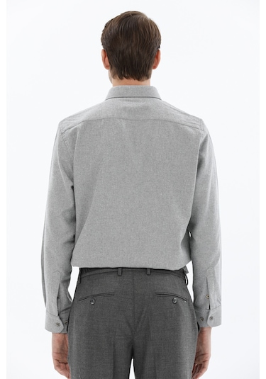 Finesuits Erkek Flanel Gömlek 2422204013.flr Açık Gri