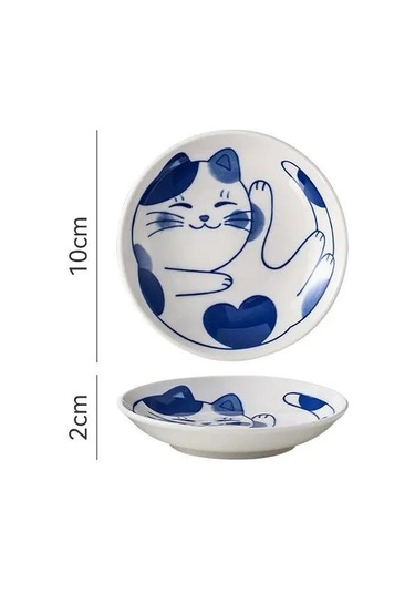 D Japon Tarzı Seramik Tatlı Sos Tabağı Sofra Yaratıcı Sevimli Karikatür Şanslı Kedi Desen Su Damlası Şekli Meyve Suşi Tabakları