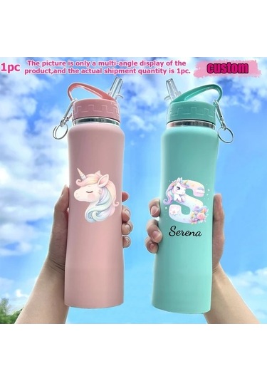 Trendooze Kişiye Özel Tek Boynuzlu At Desenli 25oz Vakum Termos C1461 Siyah T C1461-siyah Siyah