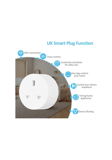 Yunboo Akıllı Wi-fi Prizi İngiliz Standardı 230v Beyaz - Akıllı Yaşam Uygulaması İle Uzaktan Kontrol Ve Enerji Tüketim İstatistiği
