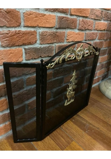 Geyik Desenli Şömine Siperlik . Şömine Aksesuarları