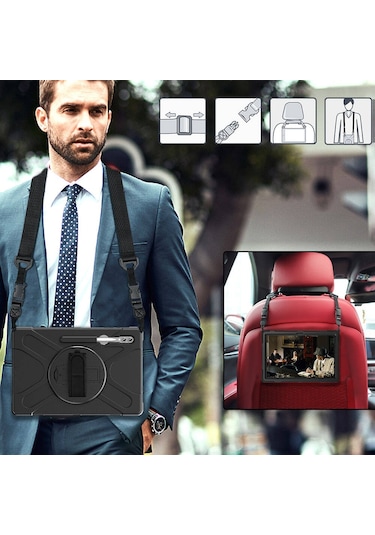 Samsung Galaxy Uyumlu S8 Ultra Sm-x900 14.6 İnç Kılıf Ultra Koruma Zırh Askılı Silikon Tablet Kılıfı