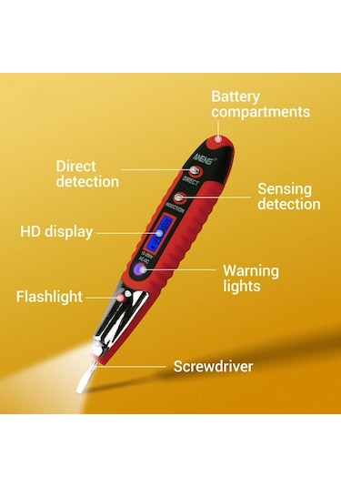 Red-aneng Vd700 Led Dijital Ekran Test Kalemi 12-250 V Doğru Akım Ac Akım Sıfır Hat Faz Hattı Kesme Noktası Ölçüm El Feneri