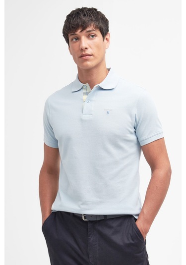 Barbour Tartan Pique Polo Yaka Bu44 Niagara Mist Mavi