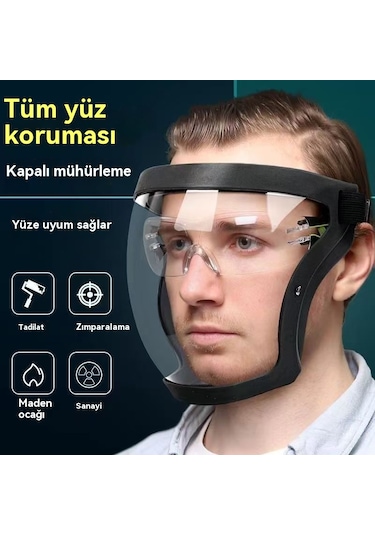 Toz Geçirmez Tam Yüz Koruyucu Maske Kaynak Kesme Ve Zımparalama Maskesi Black White