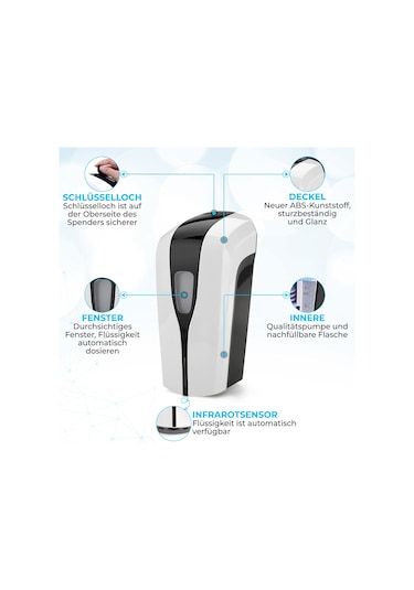 Qfdr Otomatik Duvar Montajlı Sabunluk 1000 Ml Otomatik Püskürtme Şeffaf