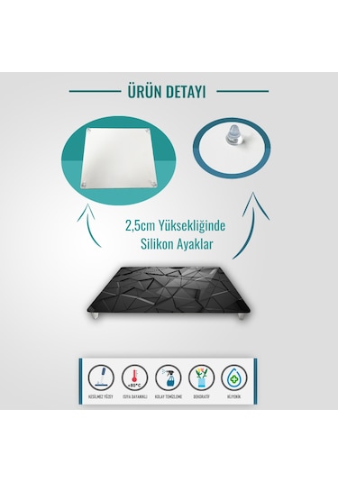 Decorıta Cam Sunum Standı | Antrasit Kristal | 29cm x 34cm