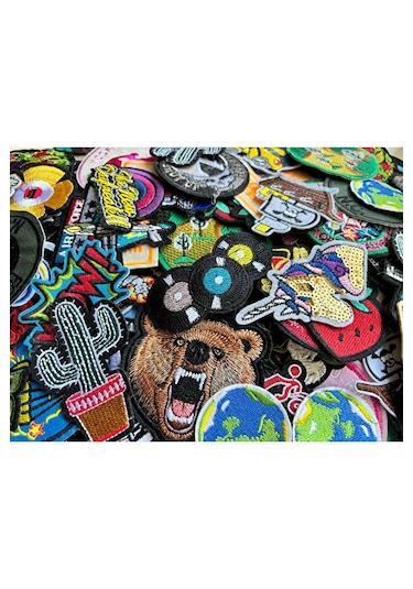 Halfart Karışık Desenli 50 Adet Ütü İle Yapışan Yama Arma Patch Seti Çok Renkli