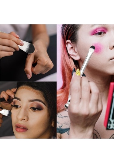 Sones 5'i 1 Arada Metal Saplı Dıy Boncuklu Makyaj Fırçası Seti Allık Gevşek Pudra Eğimli Göz Farı Fırçası, Renk: Gül Altını