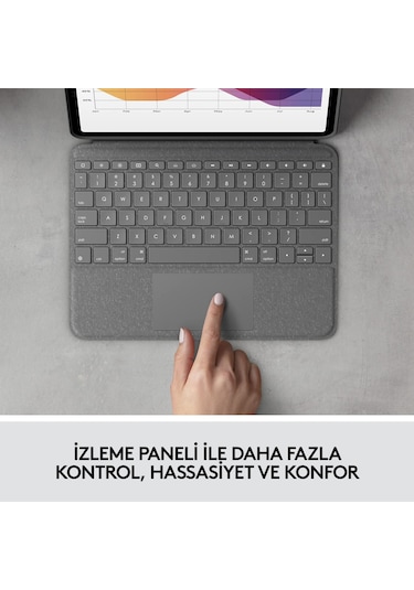Logitech Slim Folio Touch iPad Air 10.9" 4. Nesil ile Uyumlu Klavyeli Kılıf Koyu Gri