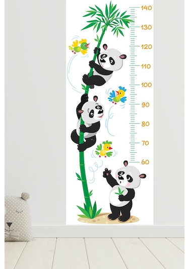 Boy Ölçer Sticker Sevimli Pandalar Ve Kuşlar Temalı