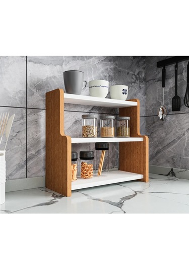 Alpa Ev Mobilya 3 Katlı Tezgah Üstü Mutfak Rafı, Baharatlık Ve Çok Amaçlı Organizer Atlantik Çam-beyaz