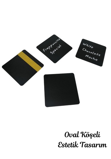 10 Adet Silinebilir Karatahta Siyah Etiket 10 x 10 CM Yapışkanlı