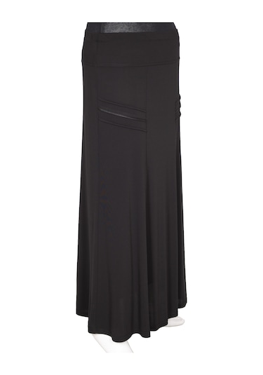 Hesna Kadın Hazan Krep Yanı Biyeli Astarlı Lastikli Siyah Etek Siyah