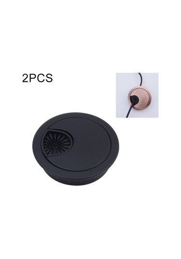 Sones Adet Masaüstü Bilgisayar Masaüstü Çinko Alaşımlı Yuvarlak Diş Açma Kutusu Delik Kapağı, Delik Çapı: 60mm Mat Siyah