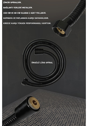 02-44 Lavabo Banyo Bataryası Robot Duş Takımı Musluk Armatür Siyah Beyaz Krom Gold Renkler Siyah