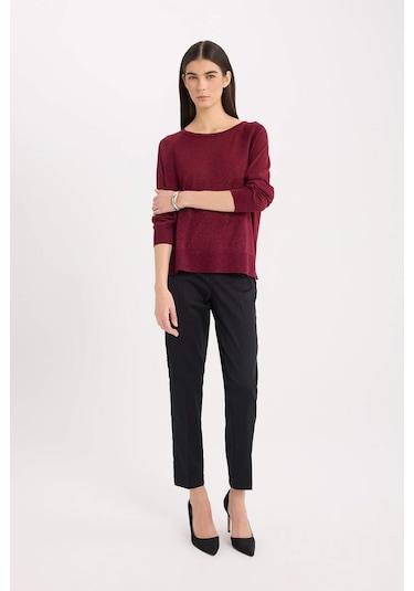 DeFacto Sigaret Saten Kumaş Pantolon Normal Bel Basic Düz Beli Lastikli Düz Paça J8743AZ25SMBK81