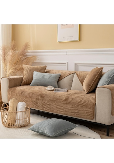 Ten Rengi Kalın Peluş Kenar Kanepe Kılıfı Mobilya Koruma Kapağı 70 90cm