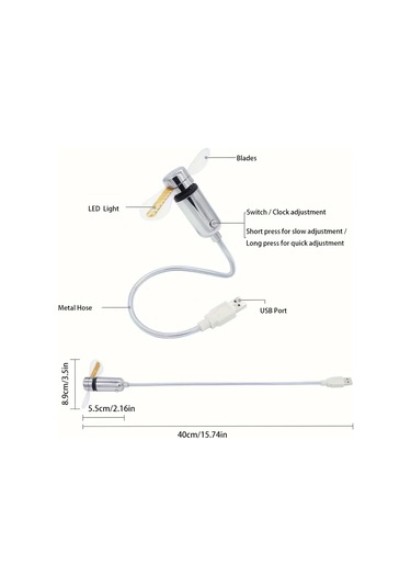 Led Zaman Göstergeli Taşınabilir 1 Adet Usb Fan Mini Esnek Soğutma Fanı A Diğer