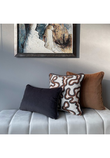 "loop & Smooth" Dekoratif Kırlent Set Kahverengi - Gri - Krem