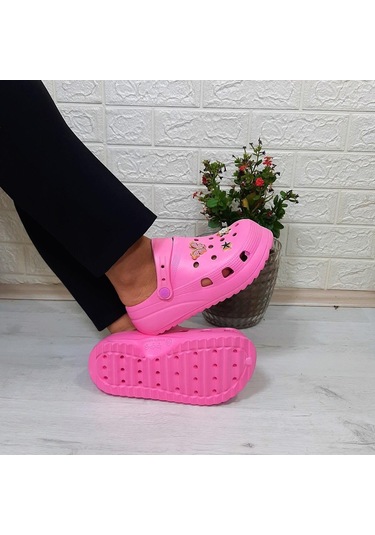 Sonimix 12901 Pembe Taşlı Kalın Tabanlı Kadın Terlik 001