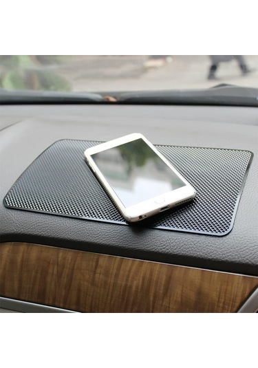 Jeemson Araç İçin Evrensel Pvc-silikon Kaymazlık Mat 27x15cm - Isı/dağınık Yol Dayanıklı, Yüksek Yapışkanlı, Çok Amaçlı Siyah Grid Desenli