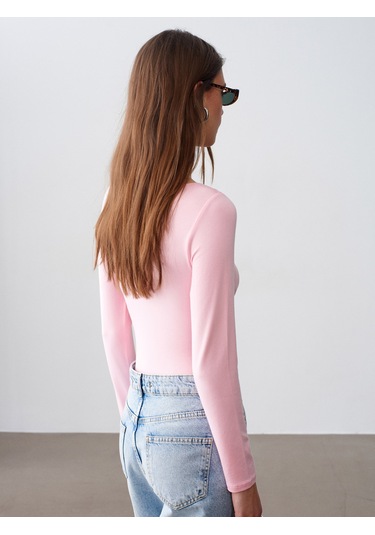 Dilvin 32549 Kayık Yaka Bodysuit-toz Pembe Toz Pembe