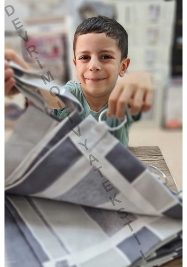 Devrim Olivya Tekstil Halkalı Düz Antrasit Renk Özel Dikim Lüks Balkon Perdesi - En X Yükseklik Ölçü Seçenekleri Antrasit- Gri